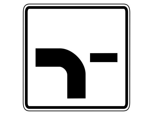 Verkehrszeichen 1002-13 – Verlauf der Vorfahrtsstraße an Einmündungen (von unten nach links, Einmündung von rechts)