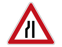 Verkehrszeichen 121-20 – Verengte Fahrbahn (links)