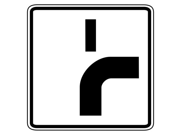 Verkehrszeichen 1002-22 – Verlauf der Vorfahrtsstraße an Einmündungen (von unten nach rechts, Einmündung von oben)