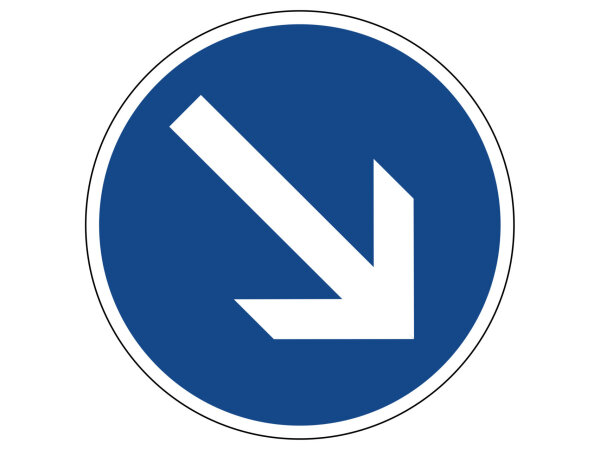 Verkehrszeichen 222-20 – Vorgeschriebene Vorbeifahrt: rechts vorbei