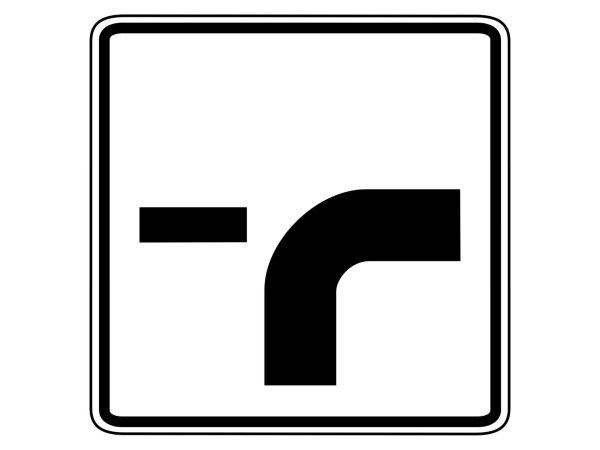 Verkehrszeichen 1002-23 – Verlauf der Vorfahrtsstraße an Einmündungen (von unten nach rechts, Einmündung links)