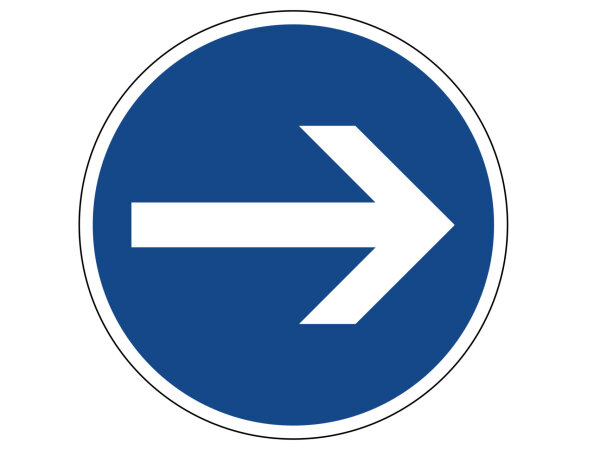 Verkehrszeichen 211-20 – Vorgeschriebene Fahrtrichtung: hier rechts